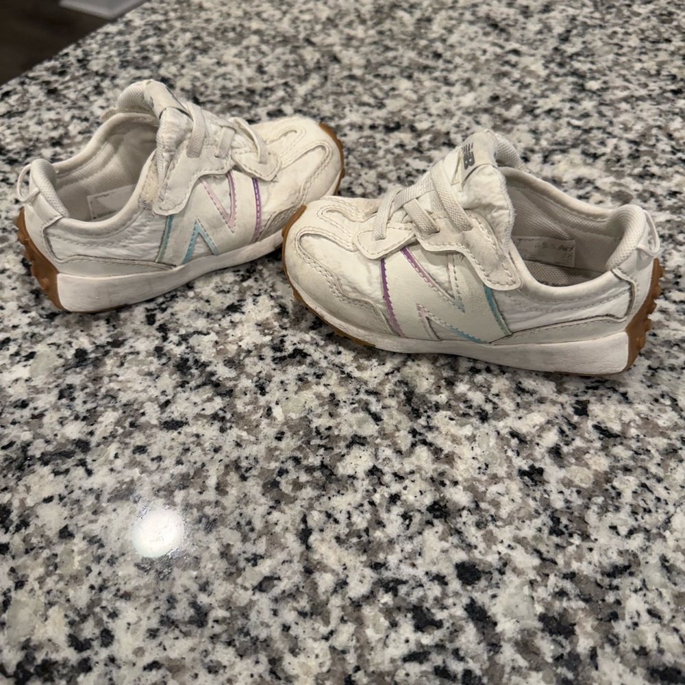 New Balance Kids White Sneakers with Pastel Accents